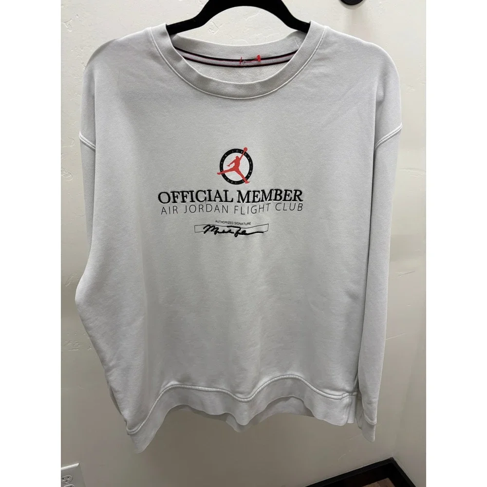Jordan Flight Club Official Member Crewneck Sweatshirt White Mens XL Graphic